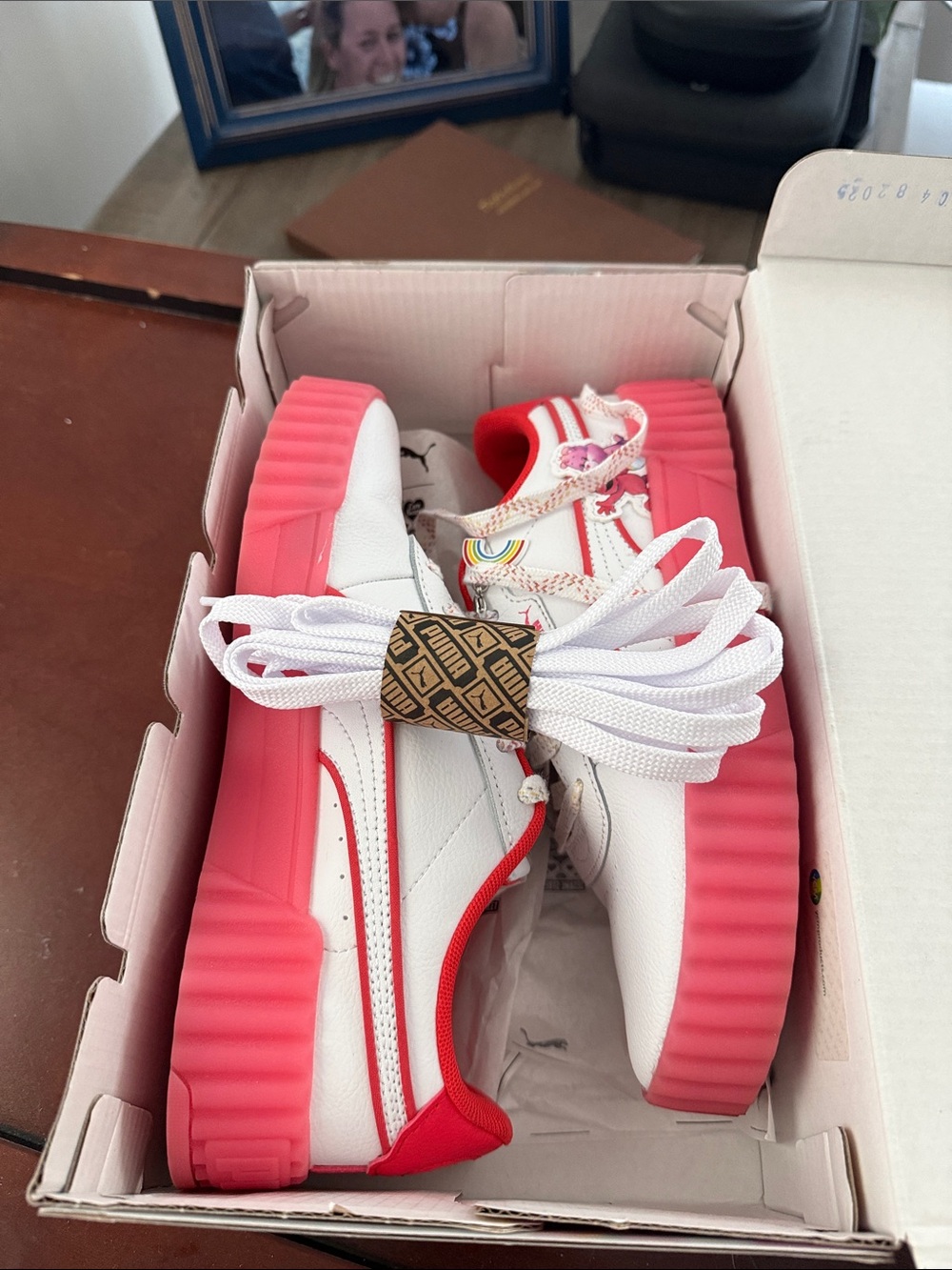 Puma White Sneakers Care Bear x Sesame Street Coral Pink Platform - Picture 6 of 7